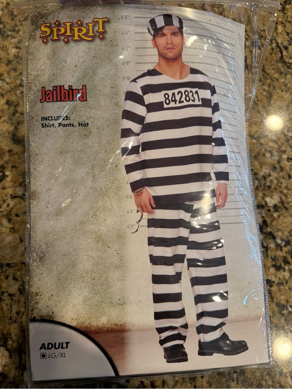 Spirit Halloween JailBird prisoner Costume Adult Mens large/XL **NO HAT**